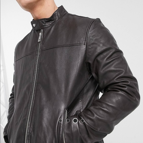 ASOS Leather Racer Jacket - Picture 3 of 8